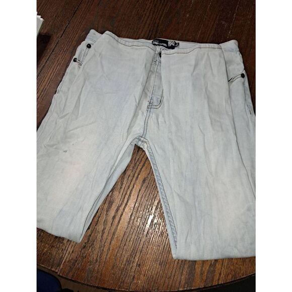 33x30 RSQ Seattle Skinny Tapered Distressed Denim Blue Jeans Pockets Belt Loops - Picture 5 of 7